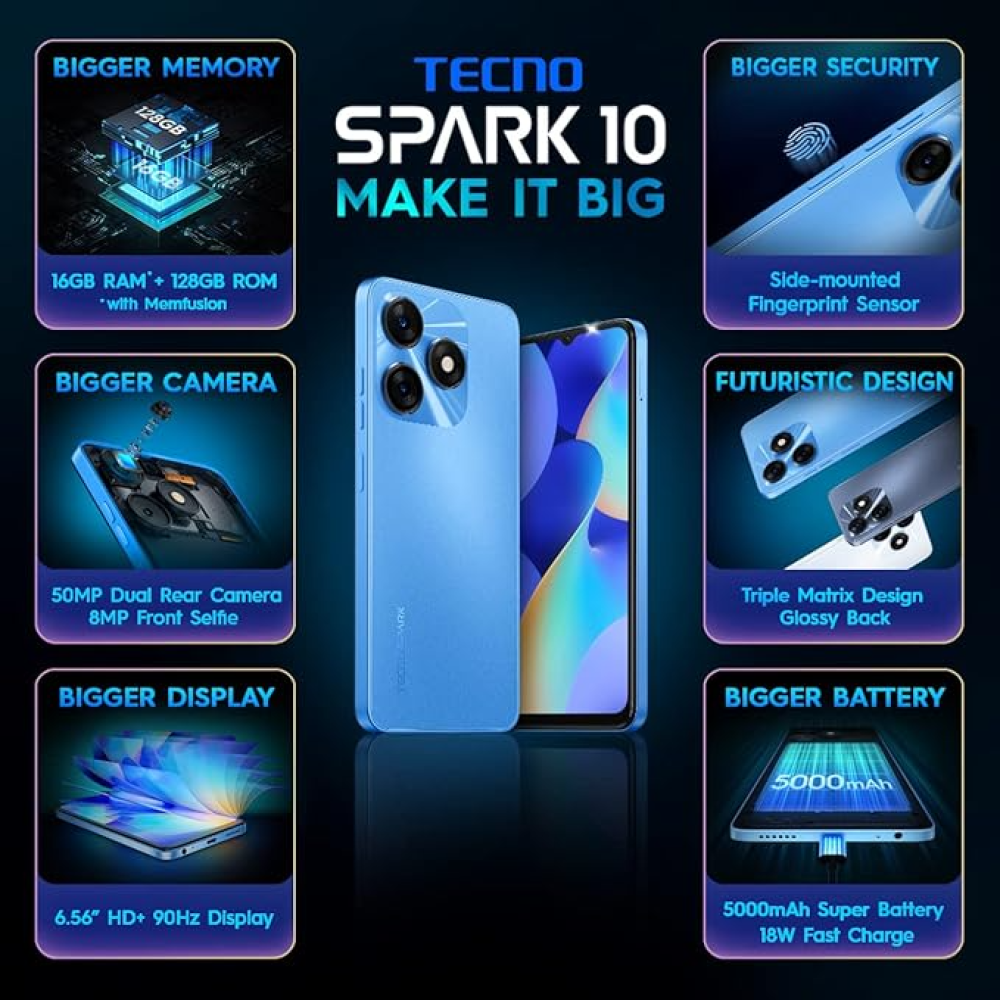 Techno Spark 10 4G 50MP (8+128GB) Blue